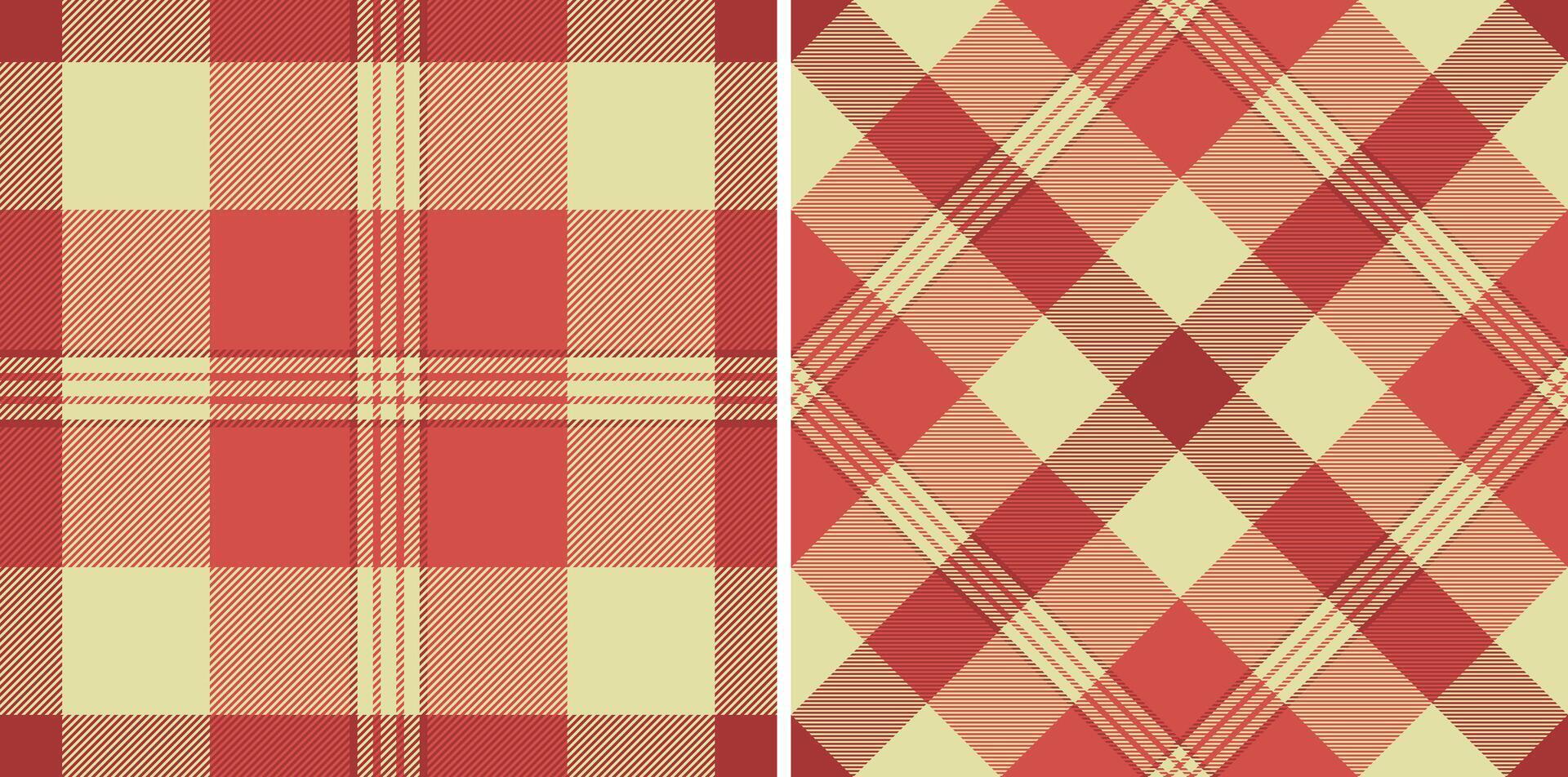 Check background texture of fabric seamless plaid with a pattern tartan textile. Set in food colors. Latest trends in modern everyday fashion prints. vector