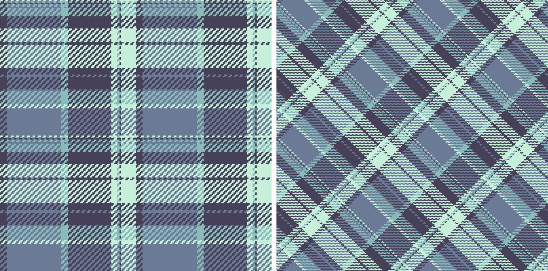 Background textile pattern of tartan check plaid with a seamless texture fabric . Set in sea colors in current fashion trend. vector