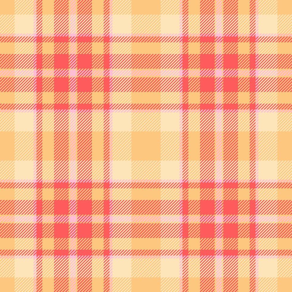 Illustration tartan pattern fabric, flow texture background seamless. Spanish check textile plaid in orange and red colors. vector