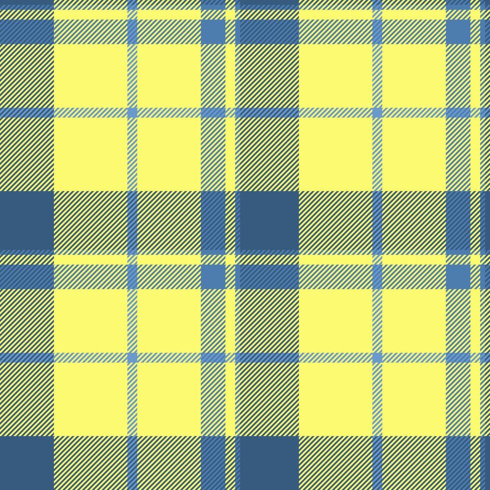 Open texture tartan , volume background pattern fabric. Copy space textile check seamless plaid in blue and yellow colors. vector