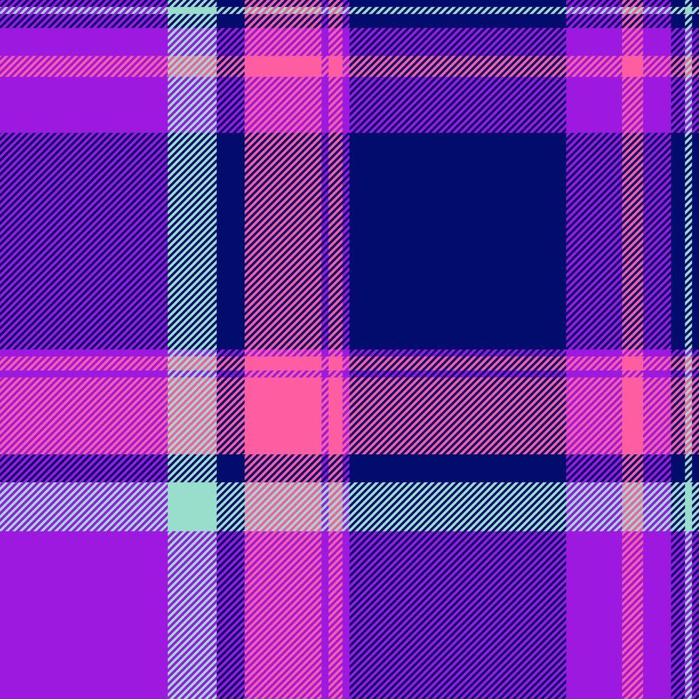 Full seamless plaid tartan, packing background check. Celtic texture fabric textile pattern in violet and blue colors. vector