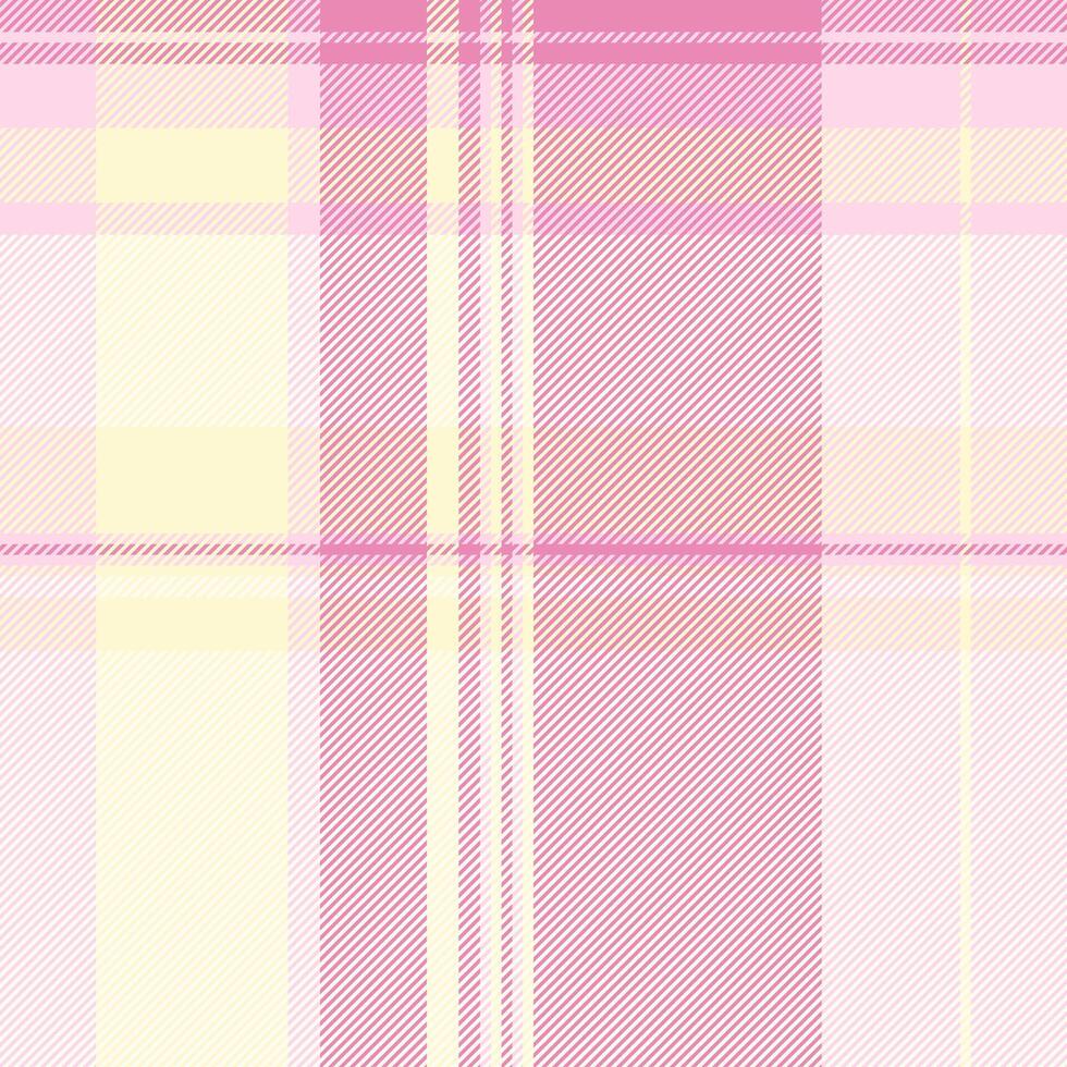 Rural textile plaid seamless, quilt fabric check . Simplicity background tartan texture pattern in ivory and pink colors. vector