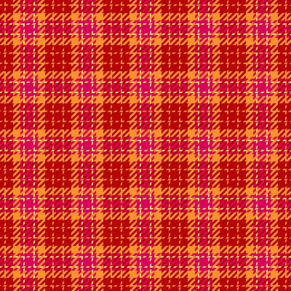 Perfection plaid fabric, fold pattern background texture. Fancy textile check tartan seamless in red and orange colors. vector