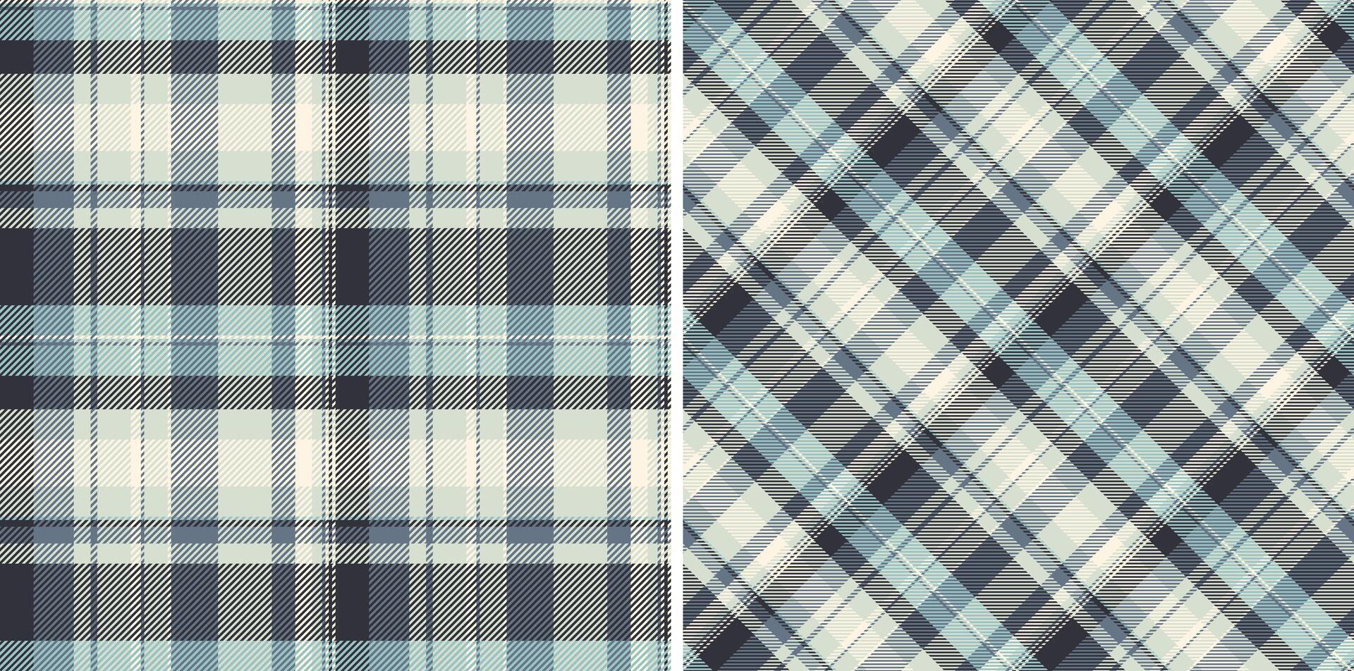 Check pattern of textile fabric tartan with a plaid seamless background texture. Set in stylish colors. Tablecloth design ideas. vector