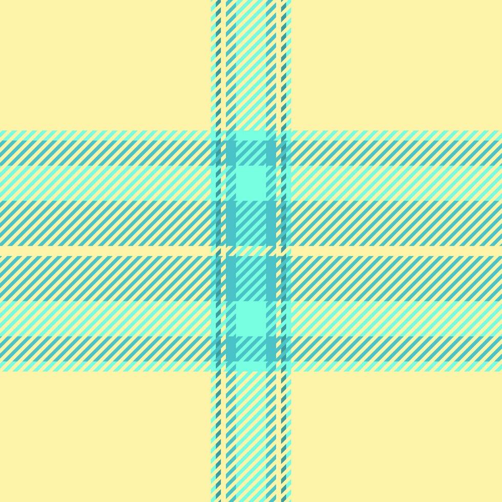 Quilt texture pattern seamless, mature background plaid. Gentle fabric tartan textile check in yellow and cyan colors. vector
