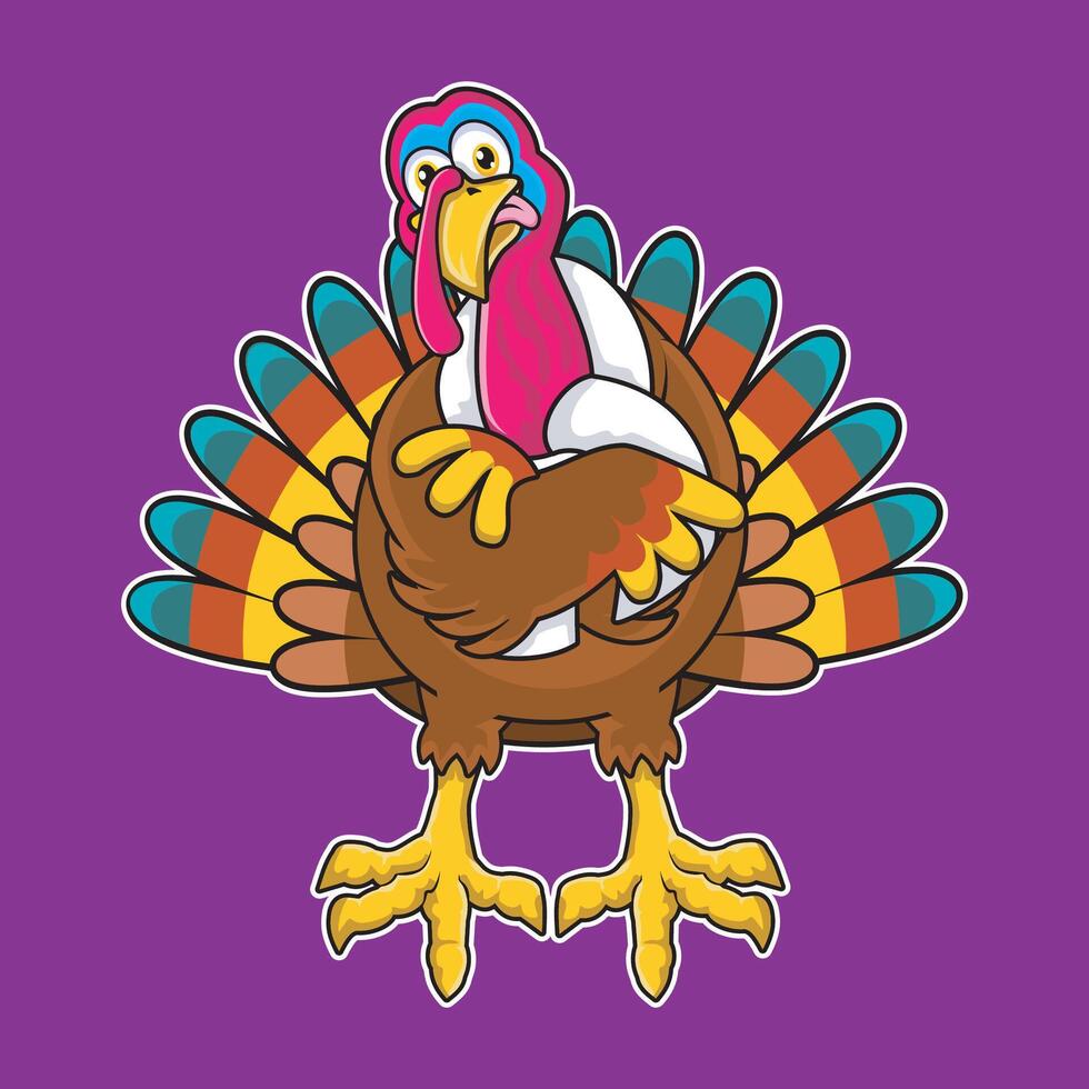 Cute stylized turkey rooster vector
