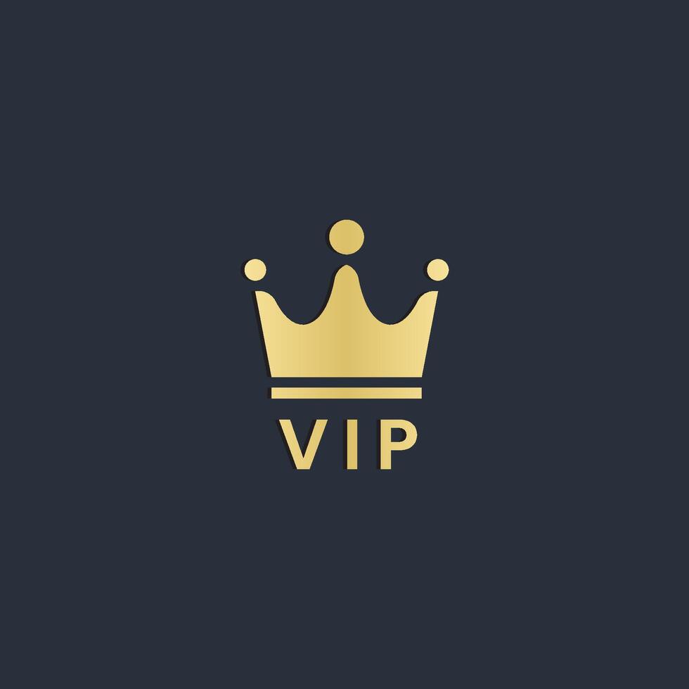 VIP Crown Gold Icon on Dark Background for Exclusive Person vector
