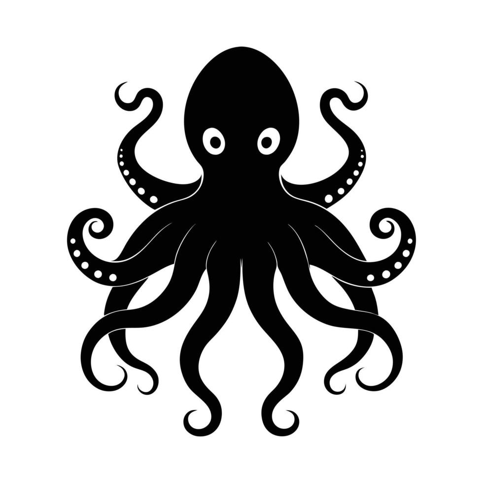 octopus silhouettes icon isolated on a white background vector