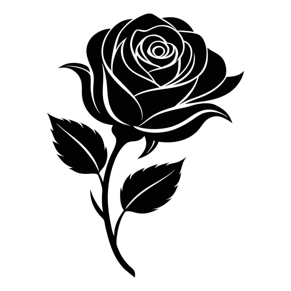 rose flower silhouette icon on white background vector