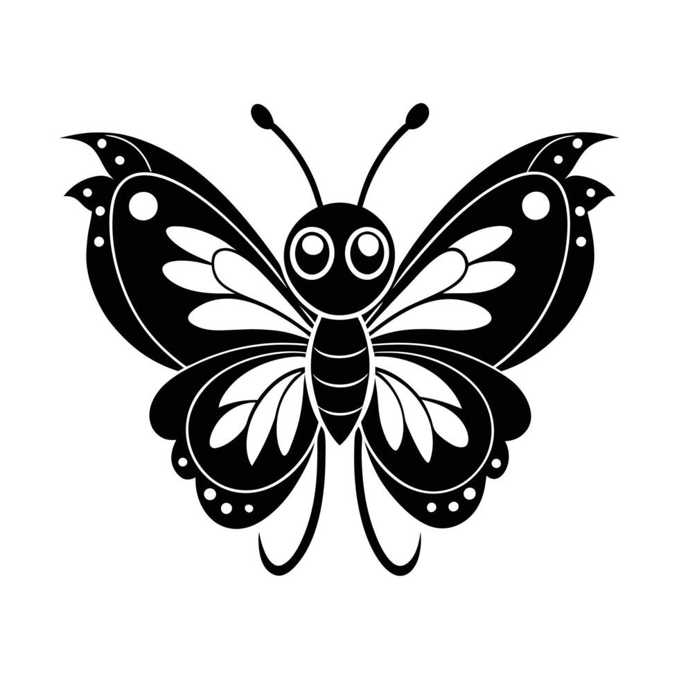 black and white butterfly silhouettes isolated on a white background vector