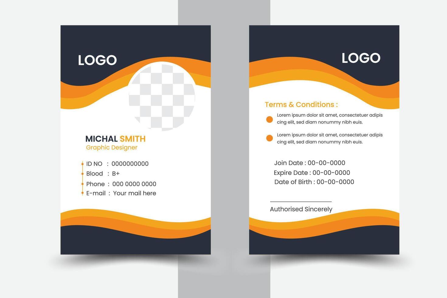 Modern ID card design template. Employee identity card design. Creative and clean corporate business card template, Luxury and elegant business card design template vector