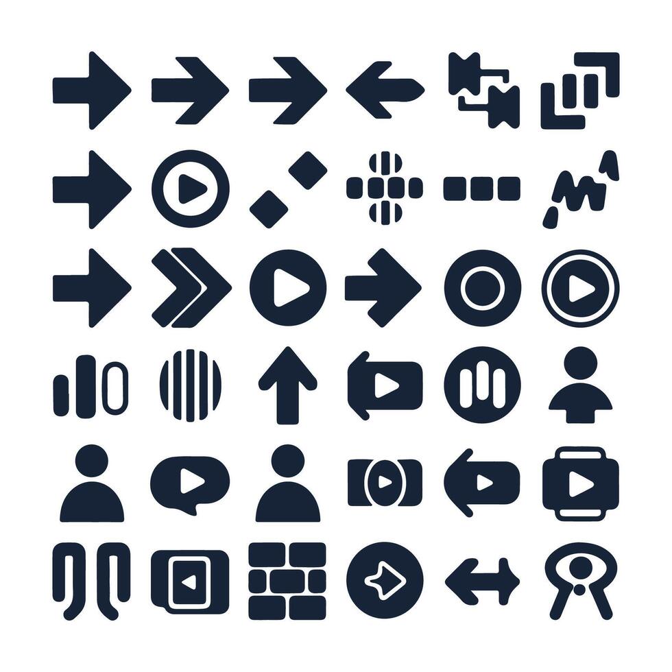 Arrow icon set isolated. Arrows set of 100 black icons. Black arrows icons. Modern simple arrows. vector