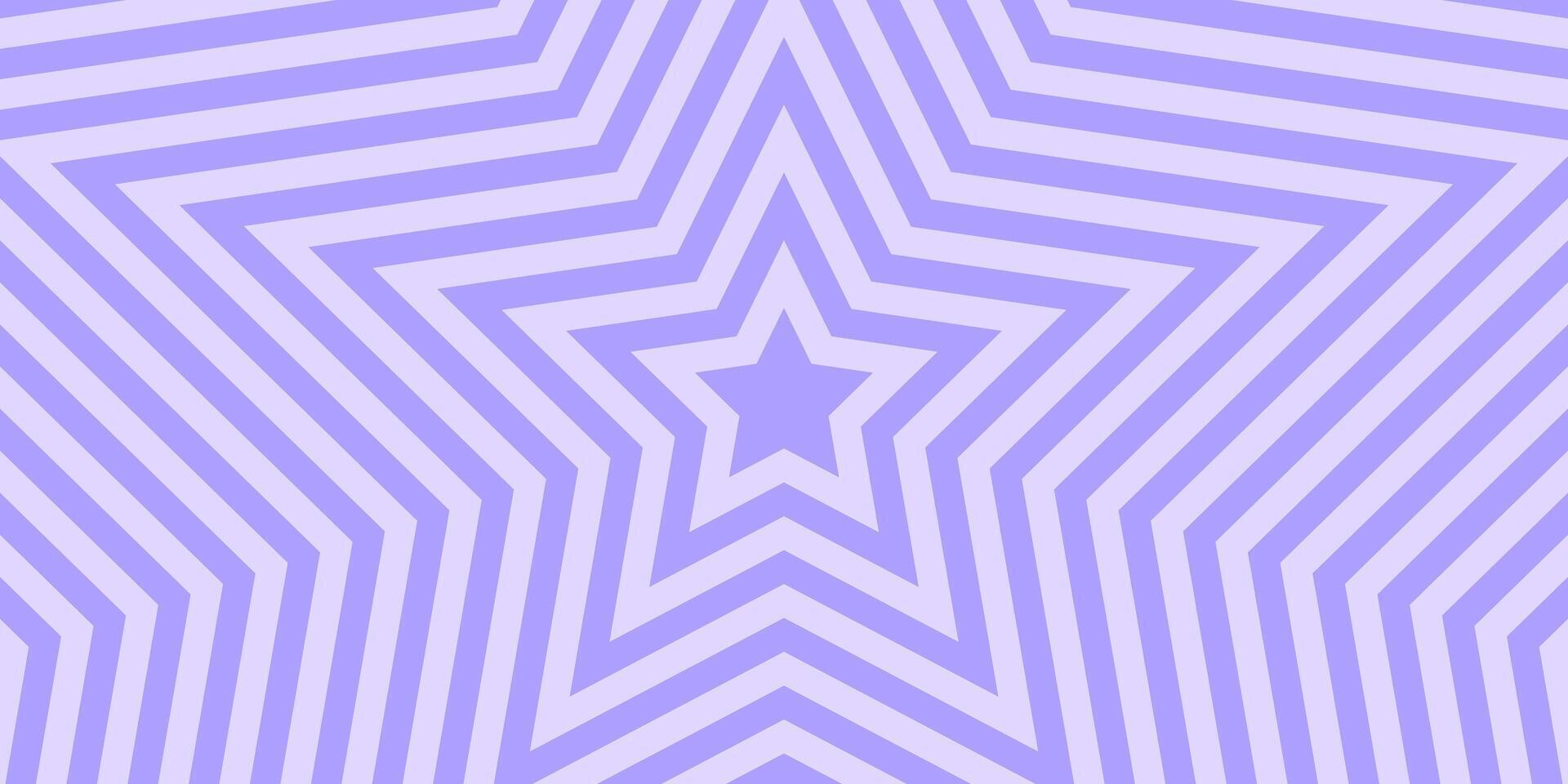 Purple concentric stars background. Trendy y2k pattern in pastel colors. Groovy psychedelic wallpaper design. Aesthetic poster with hypnotic psychedelic effect. flat illustration vector