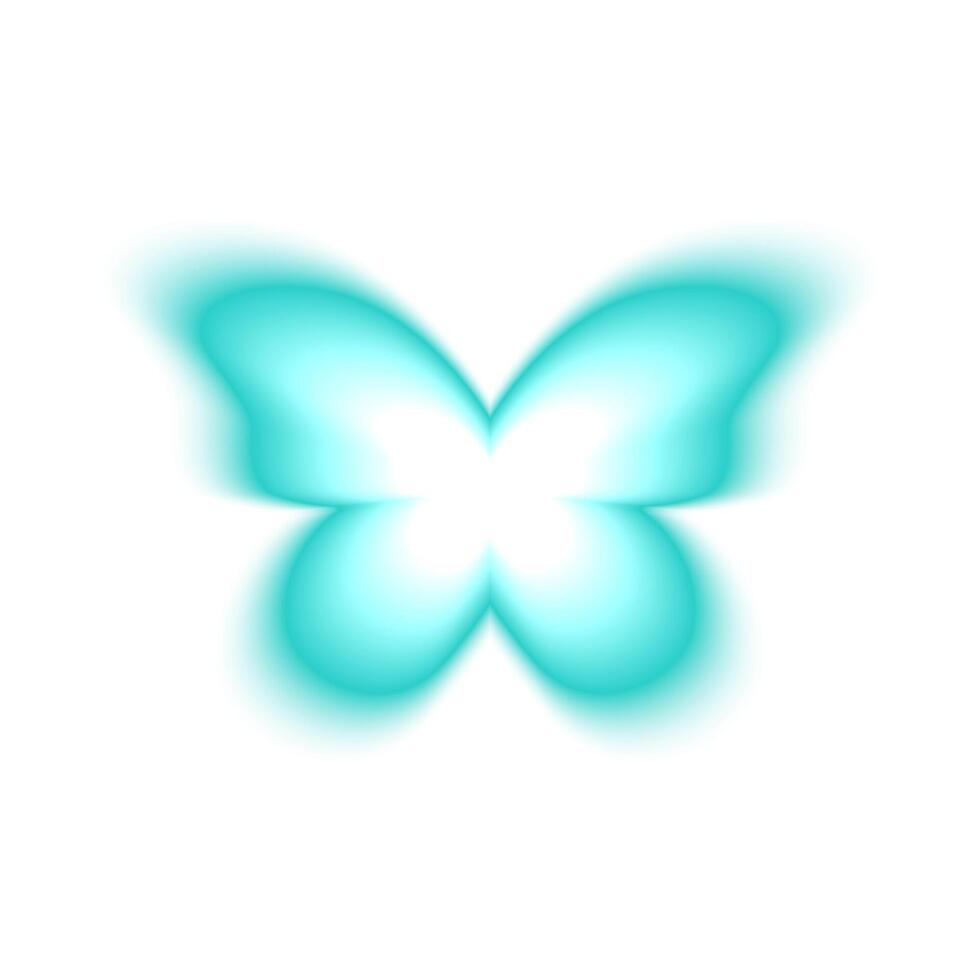 Butterfly blurry holographic shape isolated on white background. Trendy y2k sticker with gradient aura effect. Decoration element in retro 90s style vector
