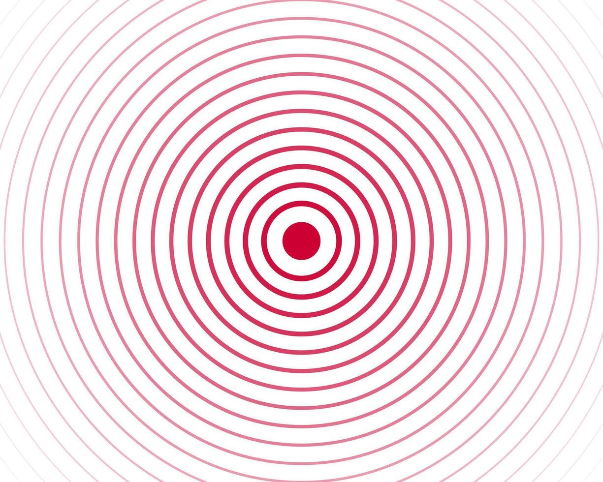 Red concentric circles background. Pain, touch screen, ripples, epicenter, sonar wave, radar, target, soundwave, radiation wallpaper. Simple illustration with hypnotic effect vector