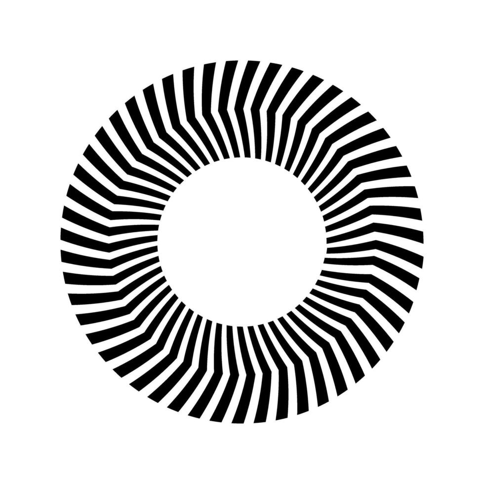 Chevron arrows circle. Round ornament with triangled stripes isolated on white background. Striped ring shape. Circular trace with military, caution, movement signs. flat illustration vector