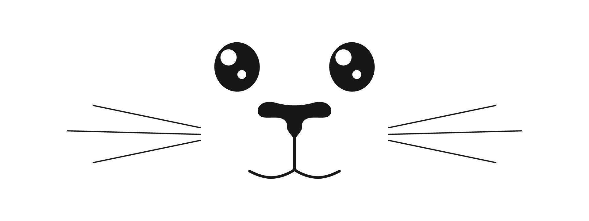 Bunny, dog or cat muzzle with eyes, nose, mouth and whisker. Masquerade costume elements. Signboard design for pet grooming and bathing salon or domestic animals store vector