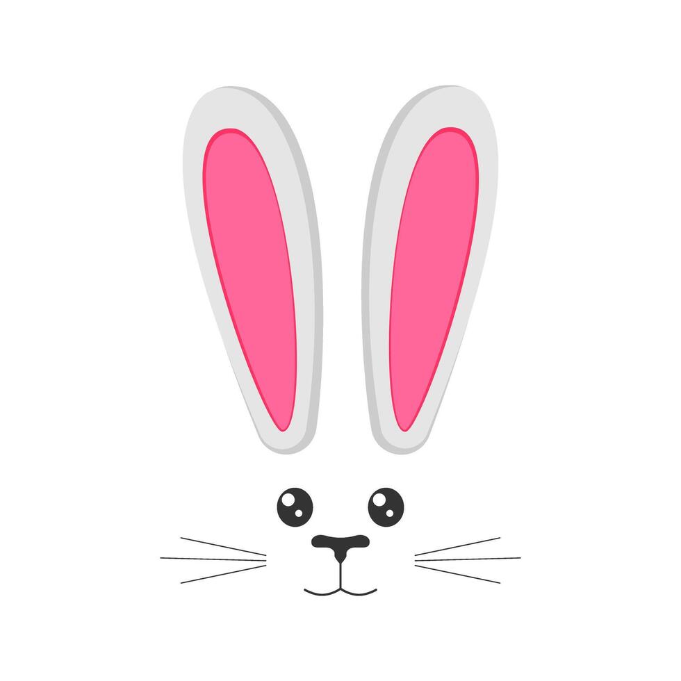 Cute bunny mask with ears, eyes, nose, mouth and mustaches. Decoration element for Easter costume, party, photo shoot, greeting or invitation card, celebration banner vector