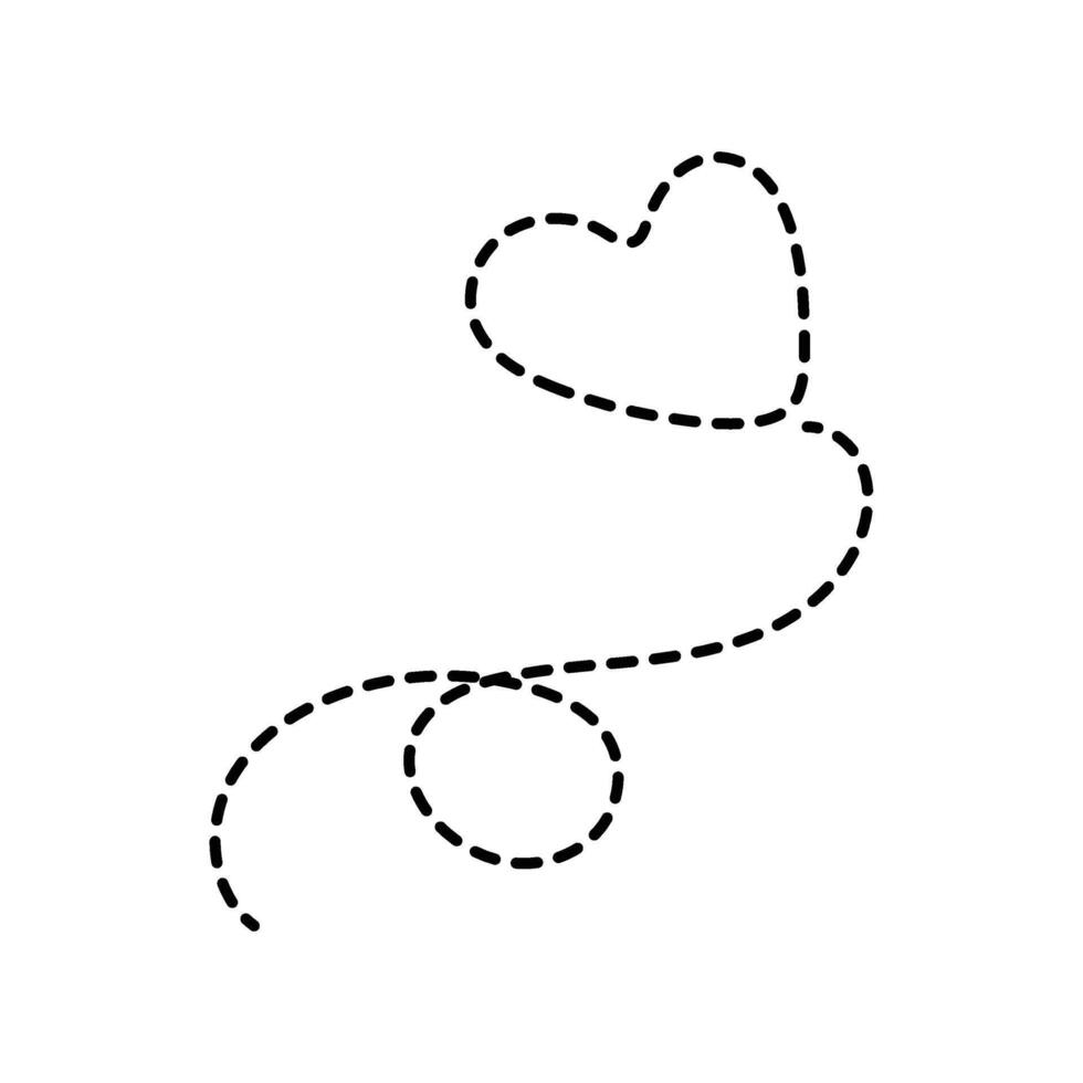 Continuous line heart shape on white background for valentines. Greeting invitation graphic design vector