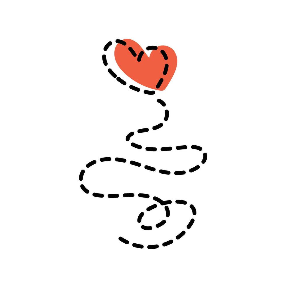 Valentines dash line heart shape on white background for design. Illustration vector