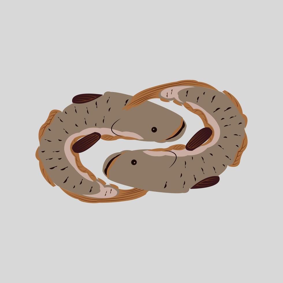 Editable illustration of a snakehead fish vector