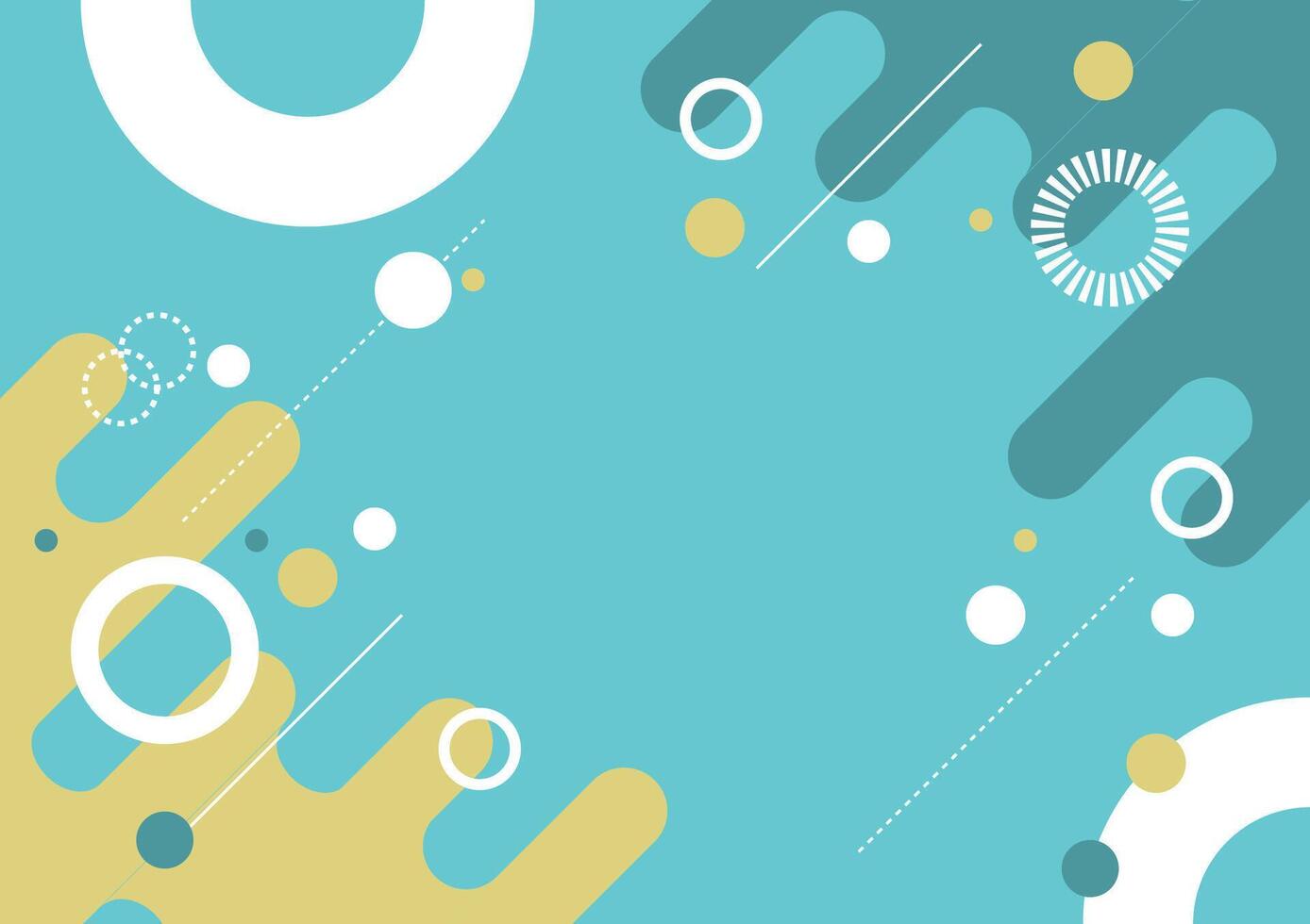 Green and yellow geometric and flat design shapes on a green background. vector