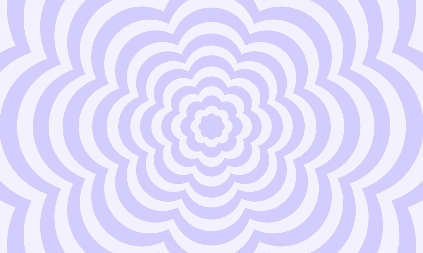 Concentric purple flowers poster. Trendy y2k pattern in pastel colors. Groovy psychedelic wallpaper design. Aesthetic background with hypnotic effect vector