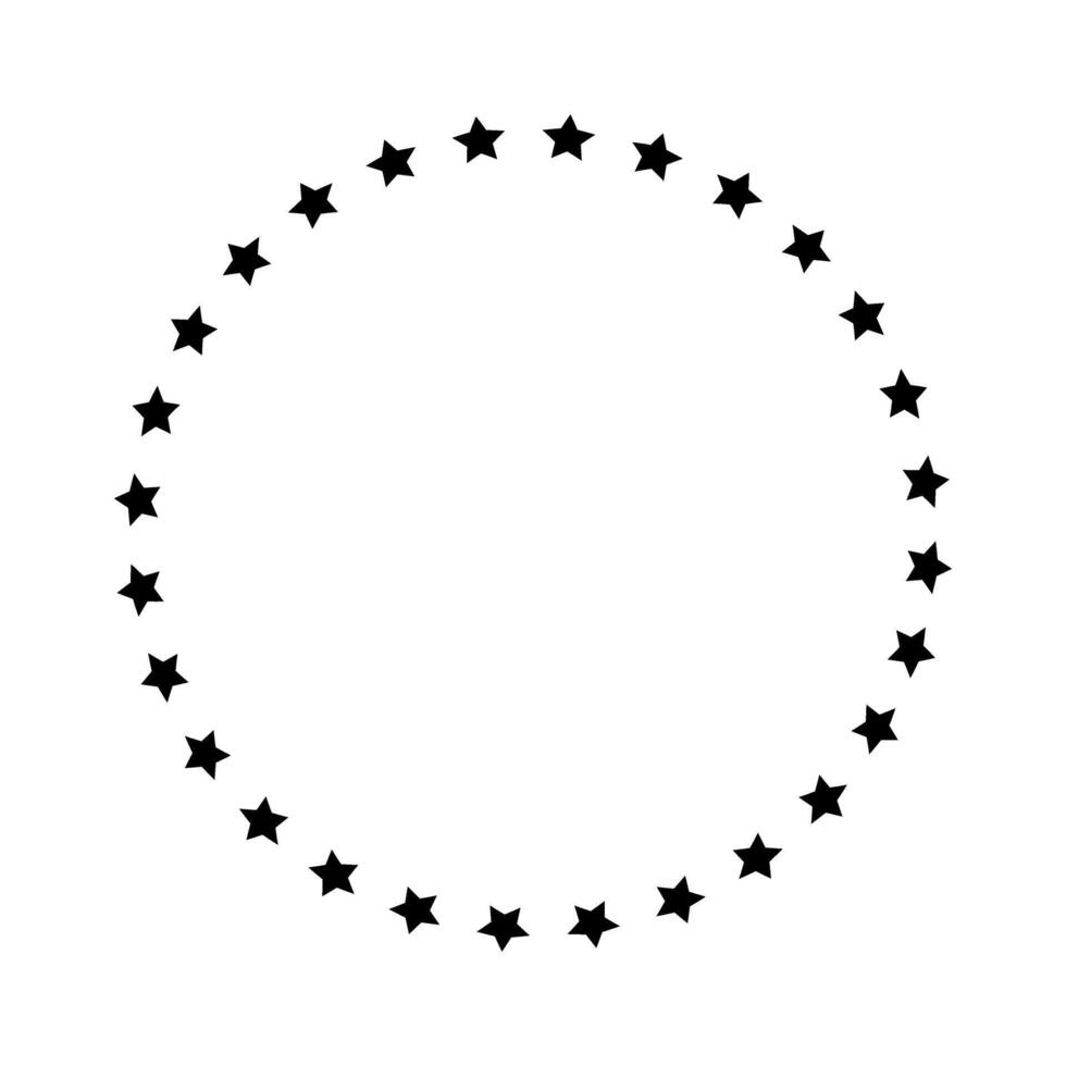 Round frame with stars arranged in a circle isolated on white background. Prize, success or award banner. Starry ring emblem with empty space. graphic illustration vector