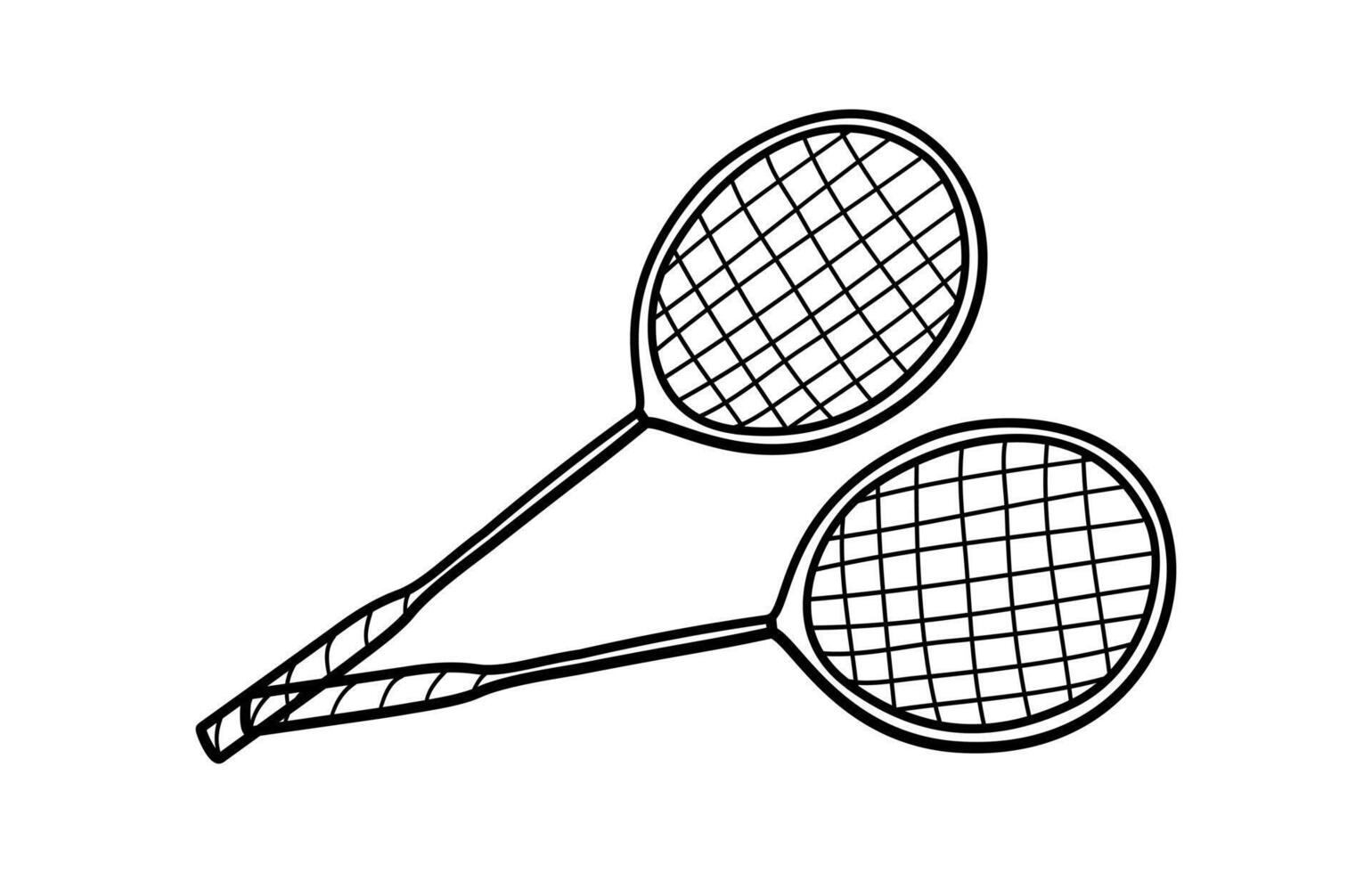 Doodle Badminton Icons set. Sport tennis rackets. sketch illustration vector