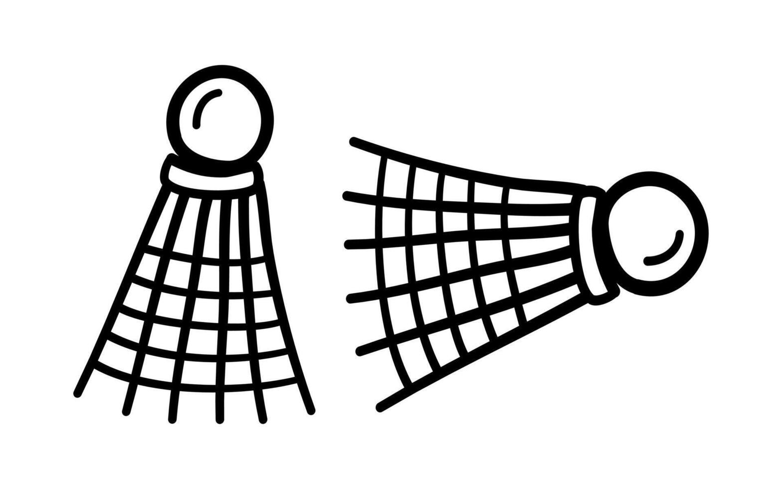 Doodle Badminton Icons set. Sport illustration vector