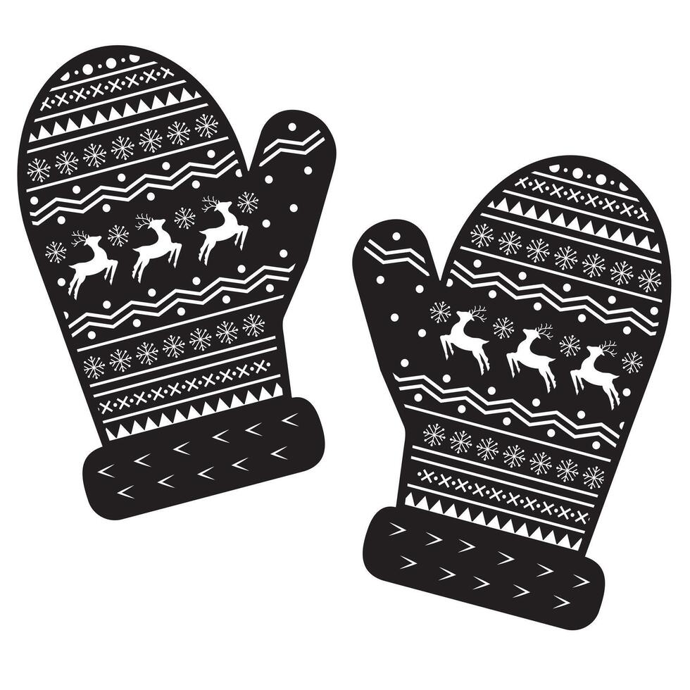 Warm winter mittens with Scandinavian ornament vector