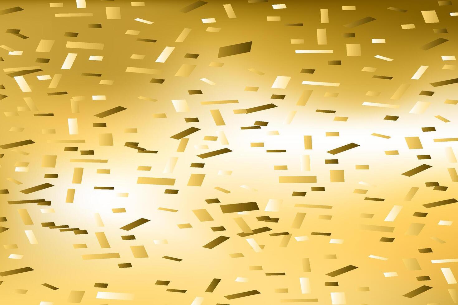Falling confetti on blurred gradient golden abstract background illustration. Holographic yellow trendy graphic design for greeting card banner poster event celebration flyer party invitation vector