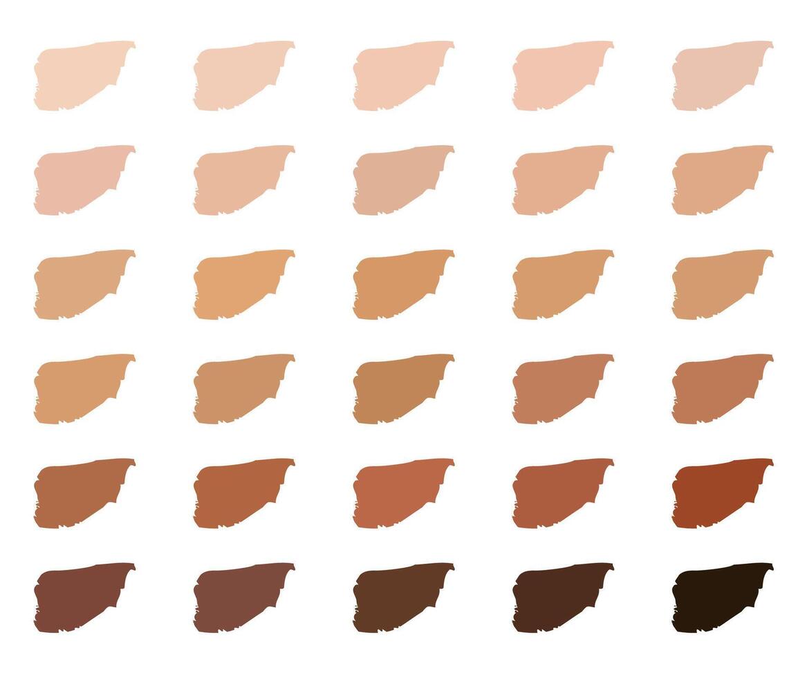 Skin tones color palette. Color trends. 30 selected colors. vector