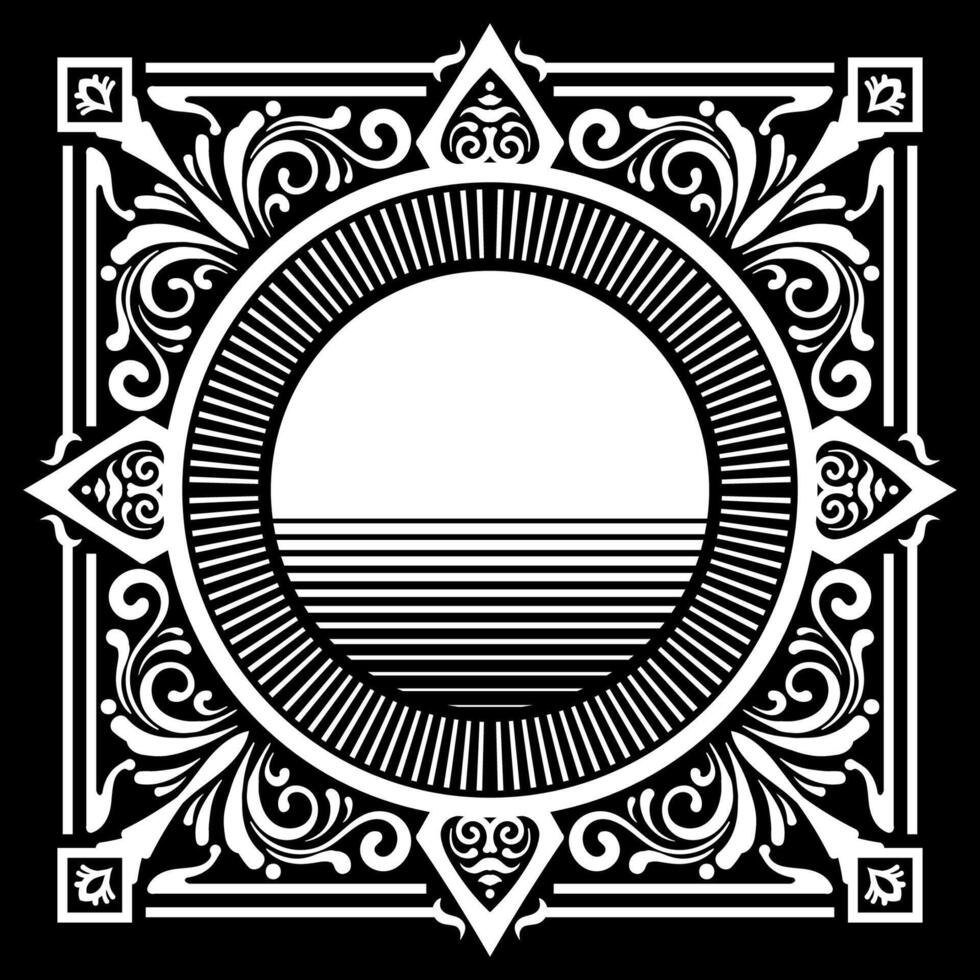 A vintage frame illustration element. Floral symmetry border. Fit for banner, background, merchandise. Eps 10. vector