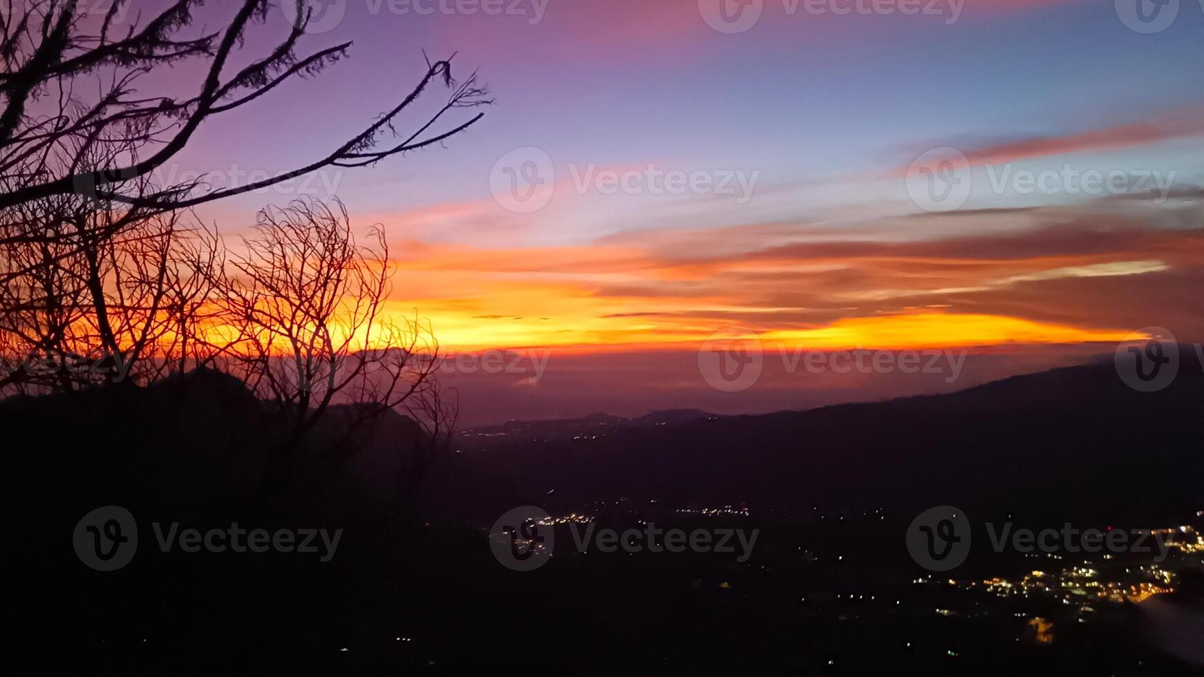 Sunrise view from Mount Bromo in Indonesia photo