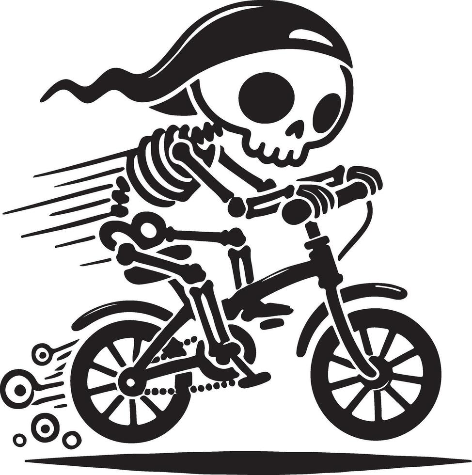 skeleton riding a bike on a white background vector
