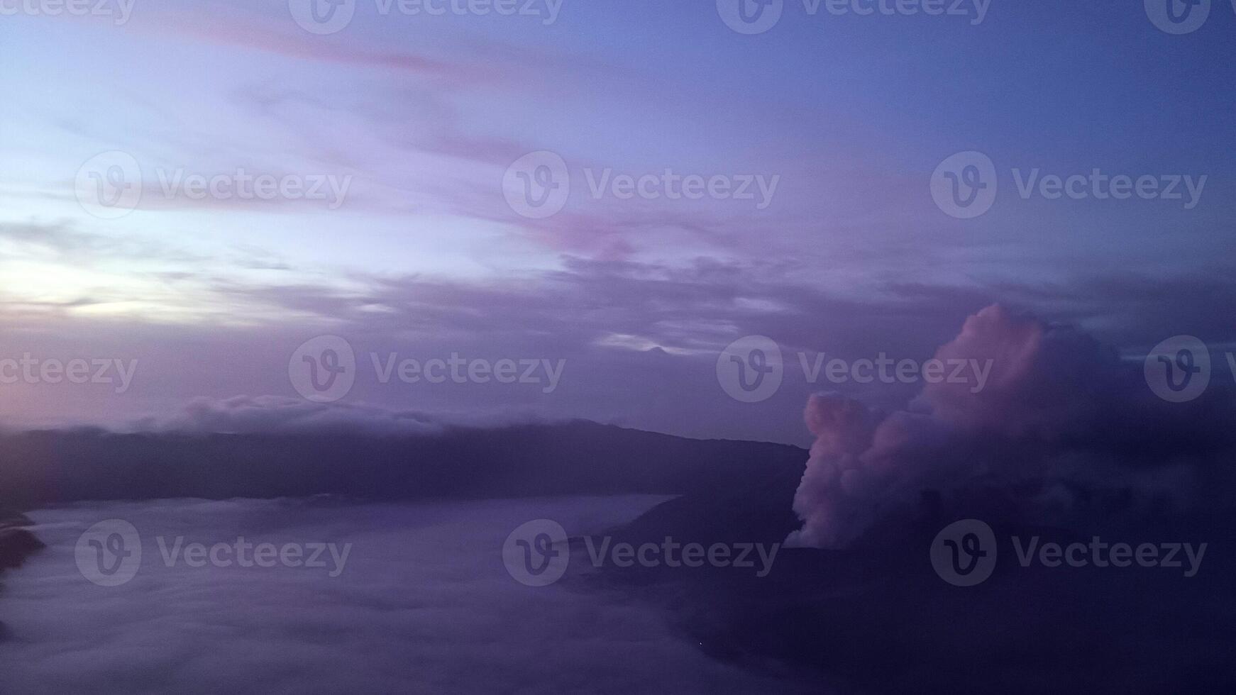 Sunrise view from Mount Bromo in Indonesia photo