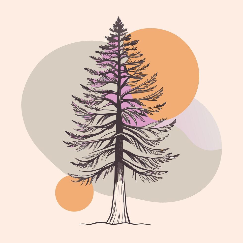 A tree with a purple background and orange circles vector