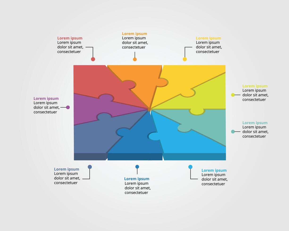 Jigsaw template with number for infographic for presentation for 9 square element vector