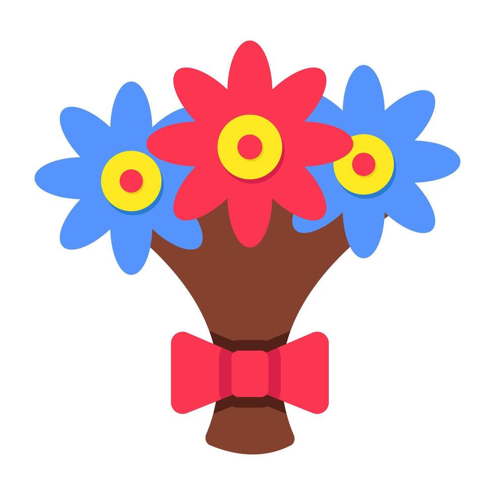 A bunch of flowers, icon of bouquet vector