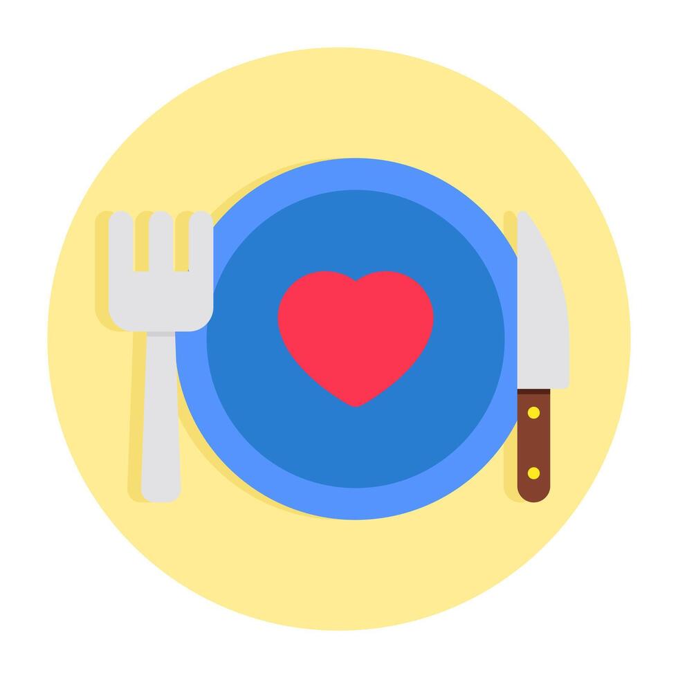 Fork with knife and plate, concept of tableware icon. vector
