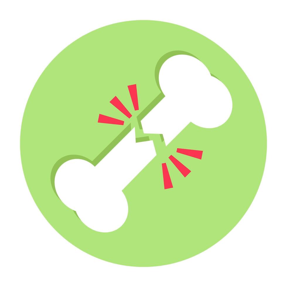 A flat design icon of broken bone vector