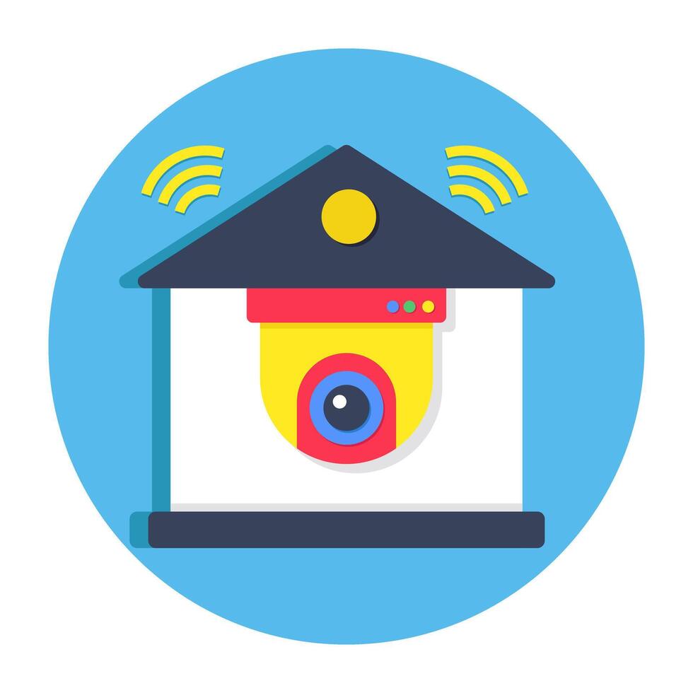 A flat design icon of home cctv vector