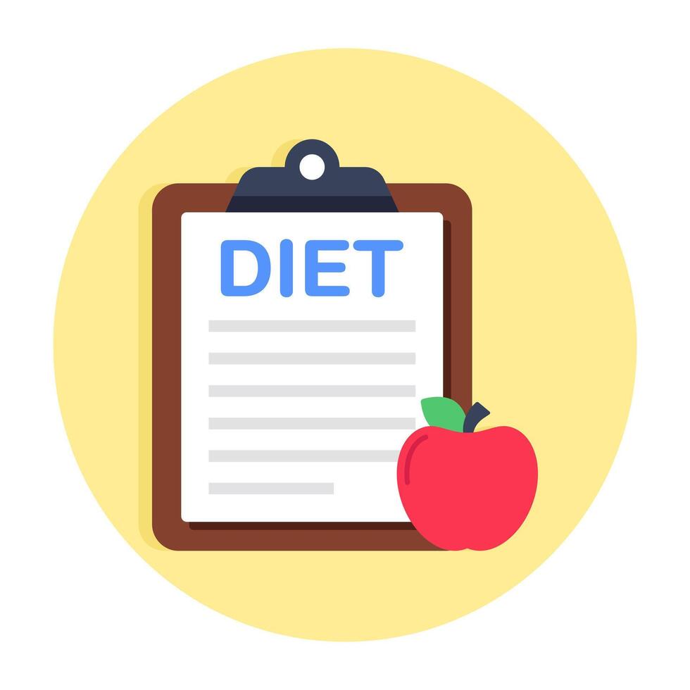 Conceptual flat design icon of diet chart vector