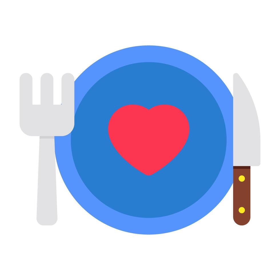 Fork with knife and plate, concept of tableware icon. vector