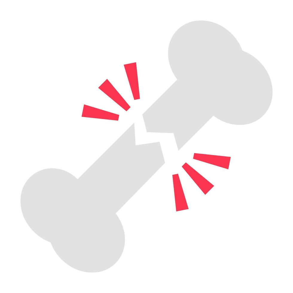 A flat design icon of broken bone vector