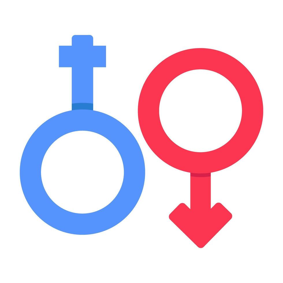 Editable design icon of male and female sign, gender vector