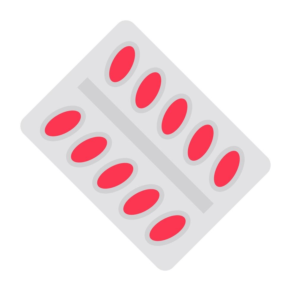 An editable design icon of pills strip vector
