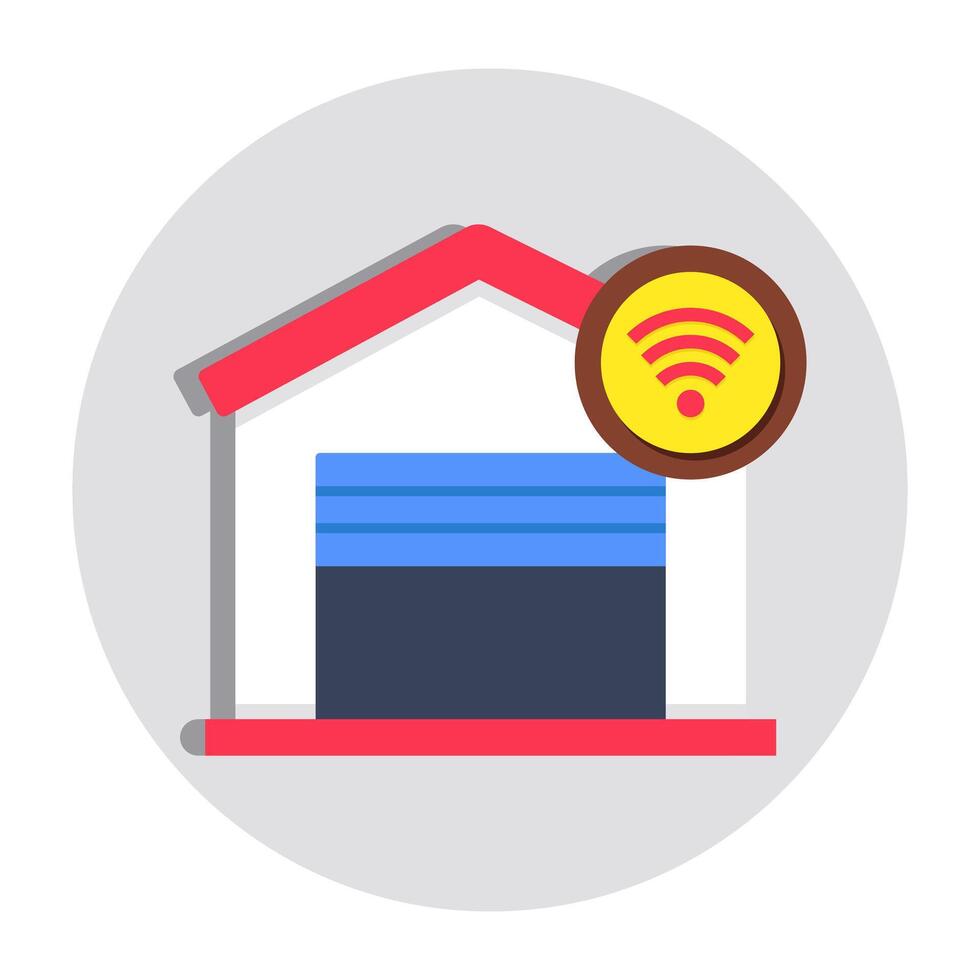 A flat design icon of smart garage vector