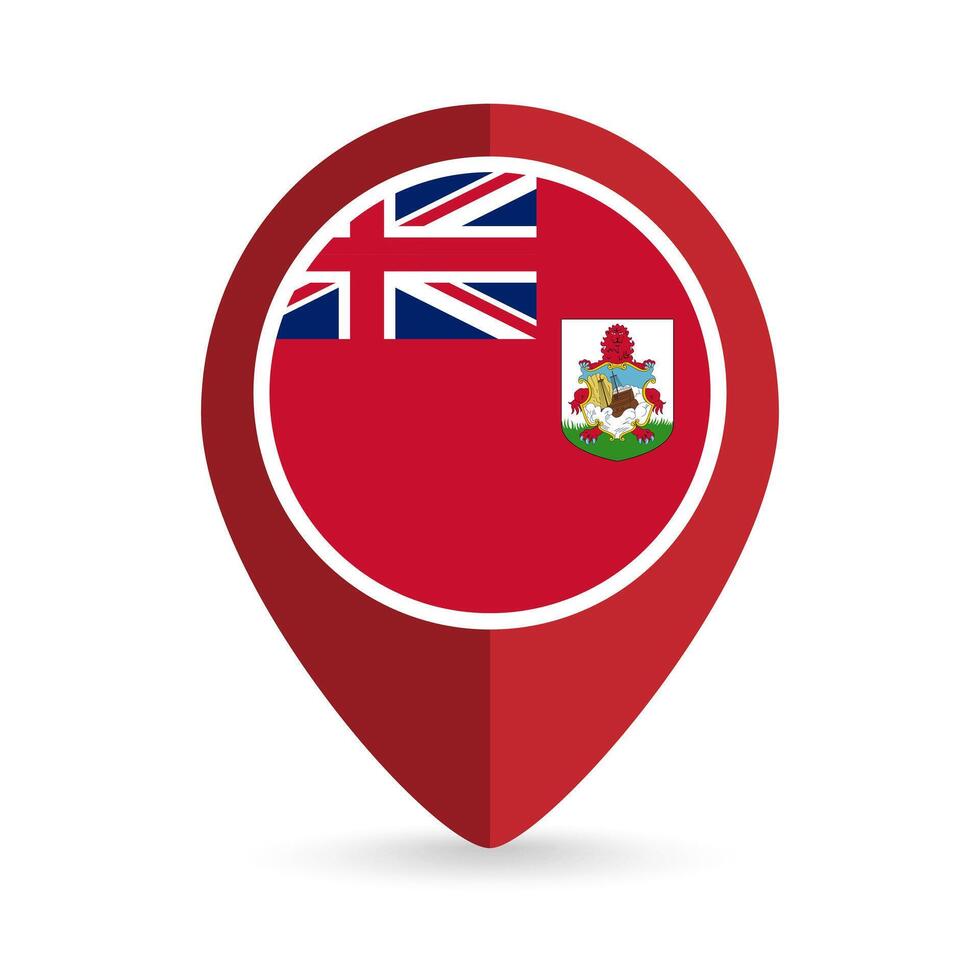 Map pointer with contry Bermuda. illustration. vector